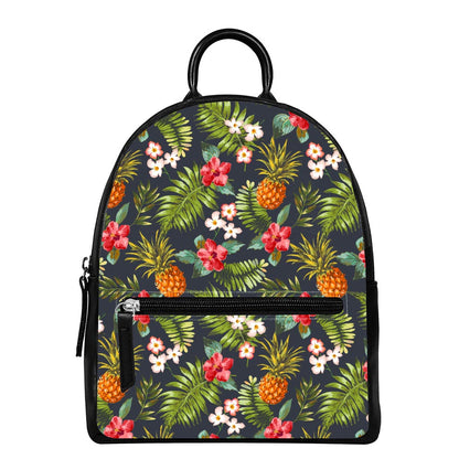 Tropical Hawaii Pineapple Pattern Print Leather Backpack
