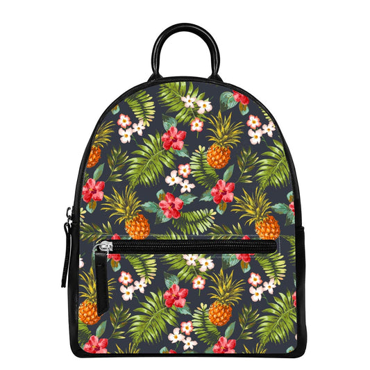 Tropical Hawaii Pineapple Pattern Print Leather Backpack
