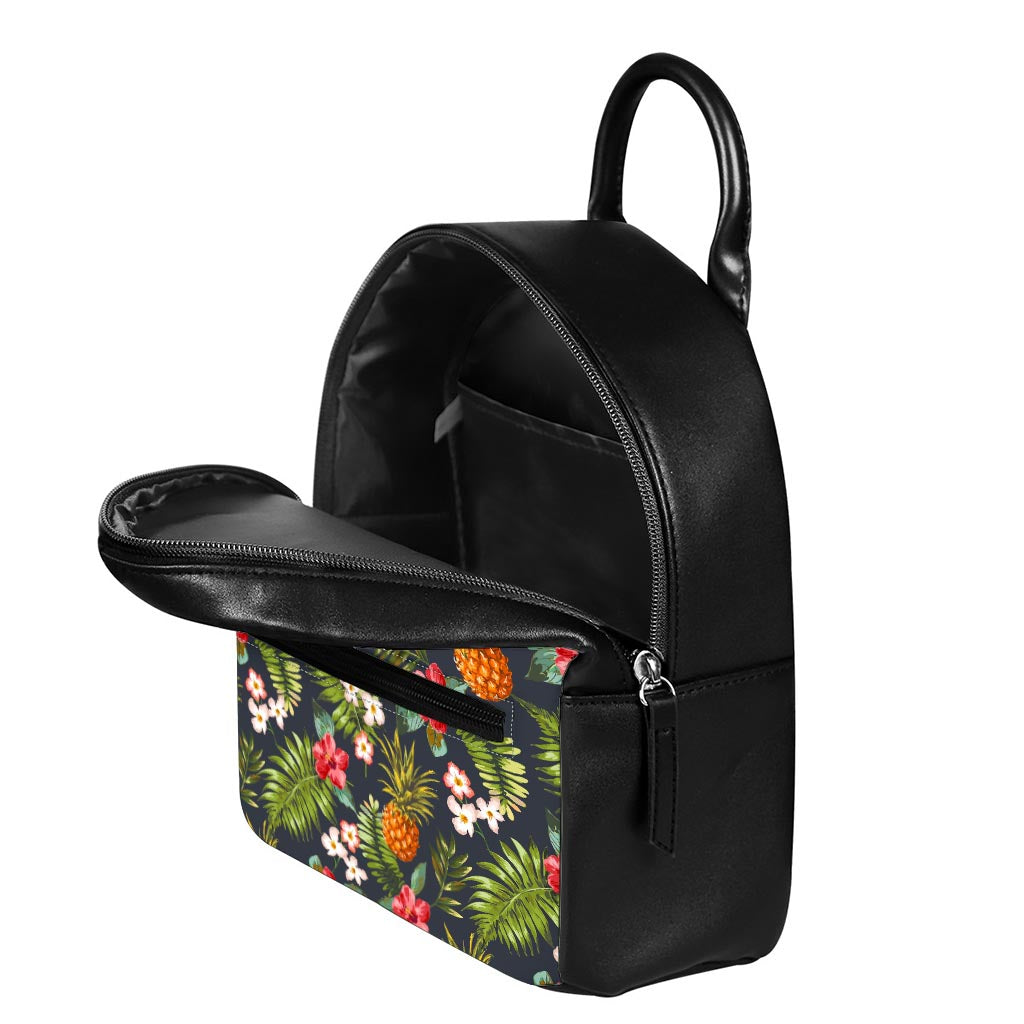 Tropical Hawaii Pineapple Pattern Print Leather Backpack