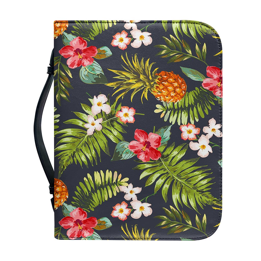 Tropical Hawaii Pineapple Pattern Print Leather Bible Cover