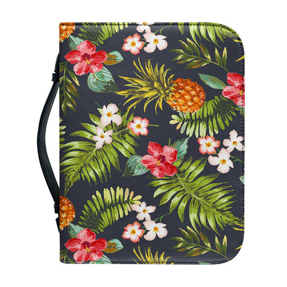 Tropical Hawaii Pineapple Pattern Print Leather Bible Cover