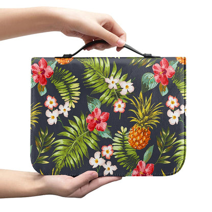 Tropical Hawaii Pineapple Pattern Print Leather Bible Cover