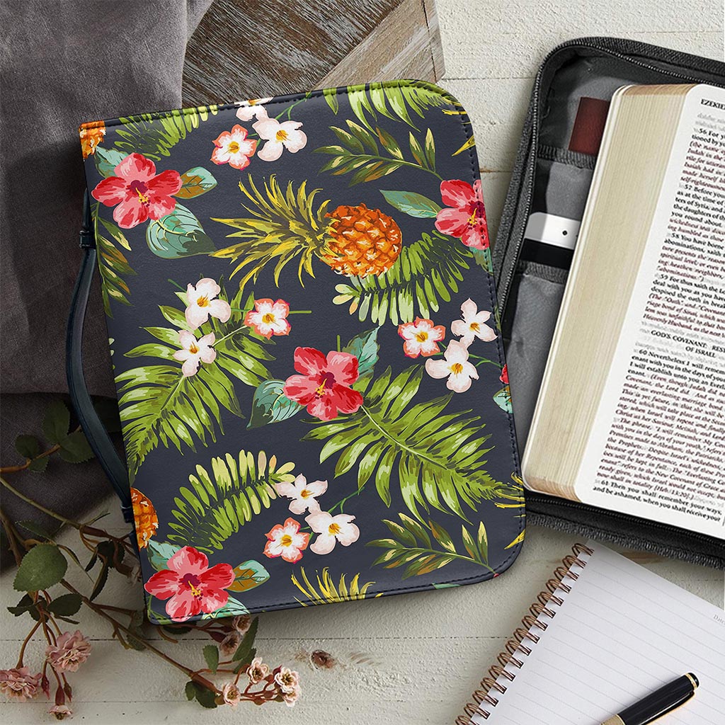 Tropical Hawaii Pineapple Pattern Print Leather Bible Cover