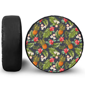 Tropical Hawaii Pineapple Pattern Print Leather Spare Tire Cover