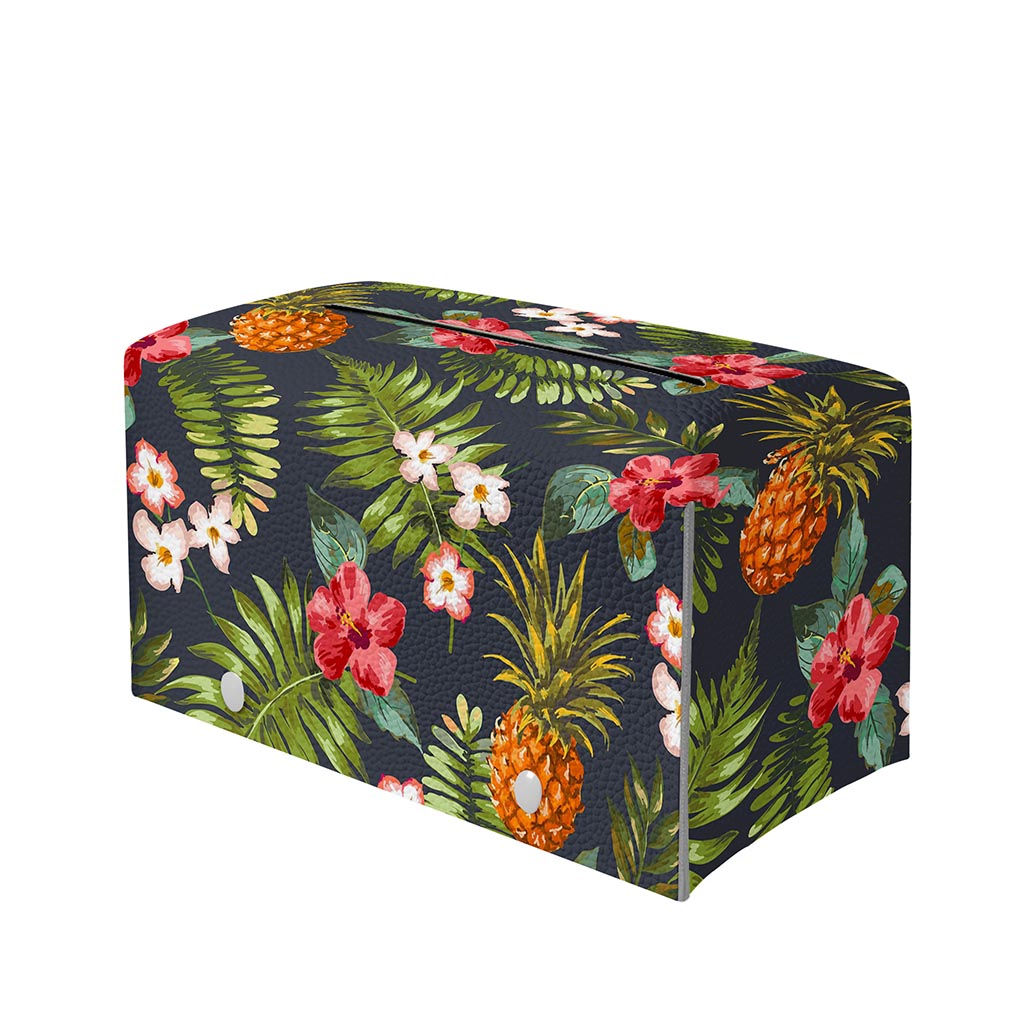 Tropical Hawaii Pineapple Pattern Print Leather Tissue Box Cover
