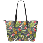 Tropical Hawaii Pineapple Pattern Print Leather Tote Bag
