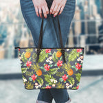 Tropical Hawaii Pineapple Pattern Print Leather Tote Bag