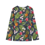 Tropical Hawaii Pineapple Pattern Print Long Sleeve Short Coat