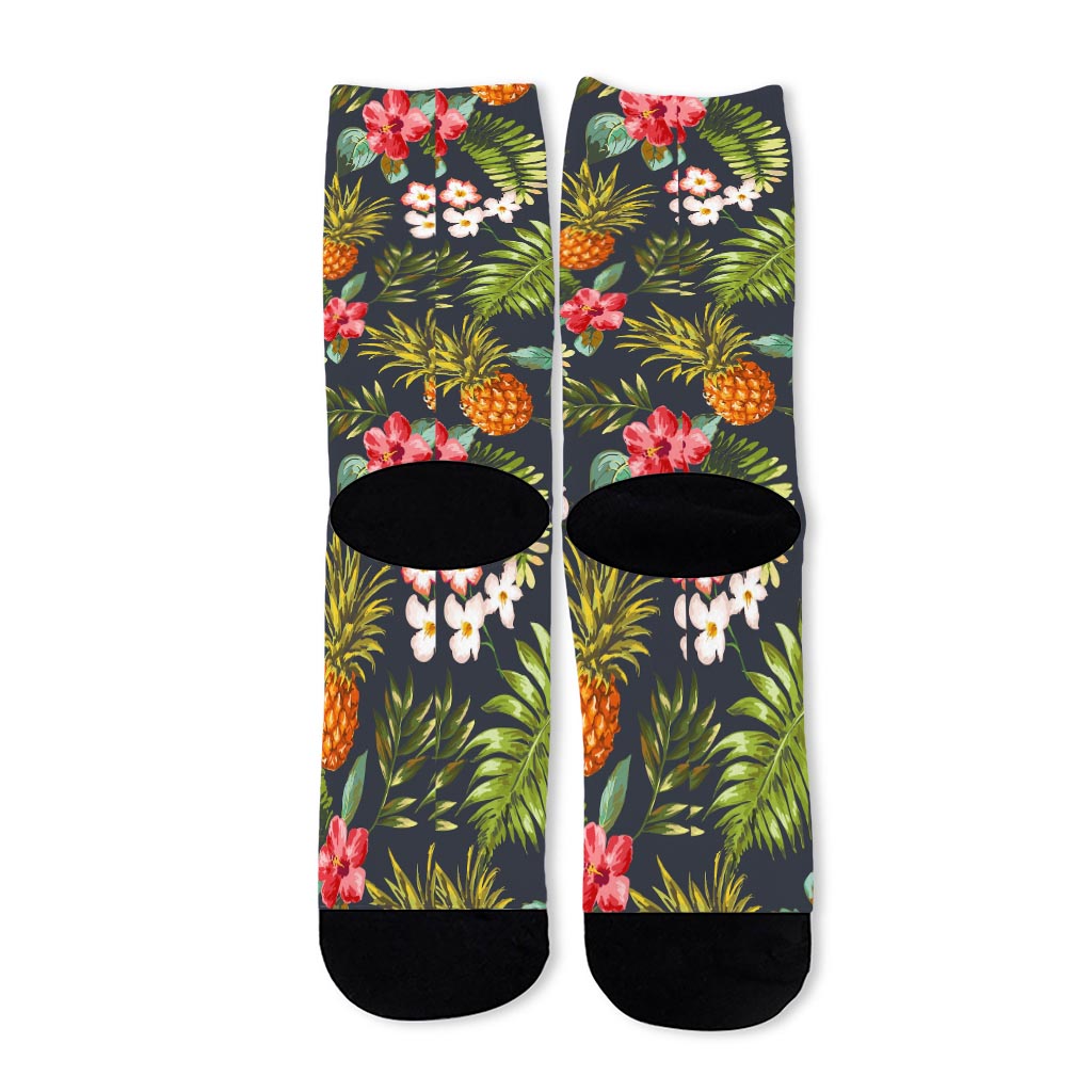 Tropical Hawaii Pineapple Pattern Print Long Socks
