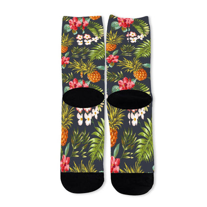 Tropical Hawaii Pineapple Pattern Print Long Socks