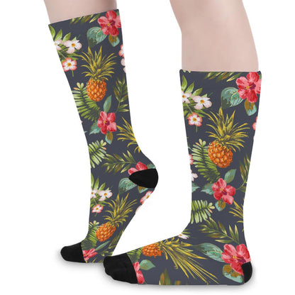 Tropical Hawaii Pineapple Pattern Print Long Socks