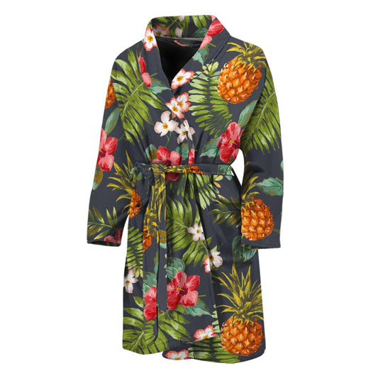 Tropical Hawaii Pineapple Pattern Print Men's Bathrobe