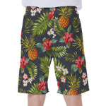 Tropical Hawaii Pineapple Pattern Print Men's Beach Shorts