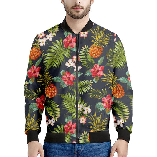 Tropical Hawaii Pineapple Pattern Print Men's Bomber Jacket
