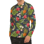 Tropical Hawaii Pineapple Pattern Print Men's Long Sleeve Rash Guard