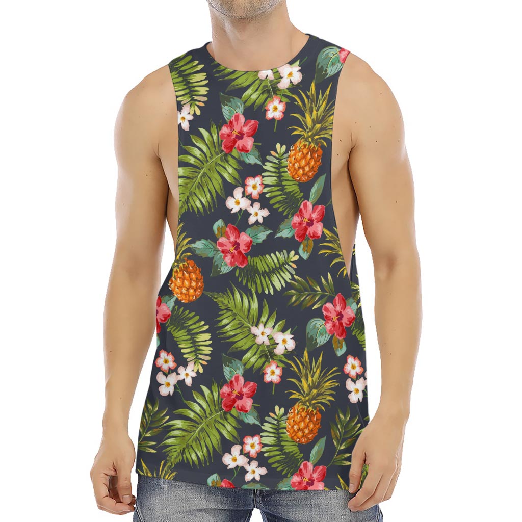 Tropical Hawaii Pineapple Pattern Print Men's Muscle Tank Top