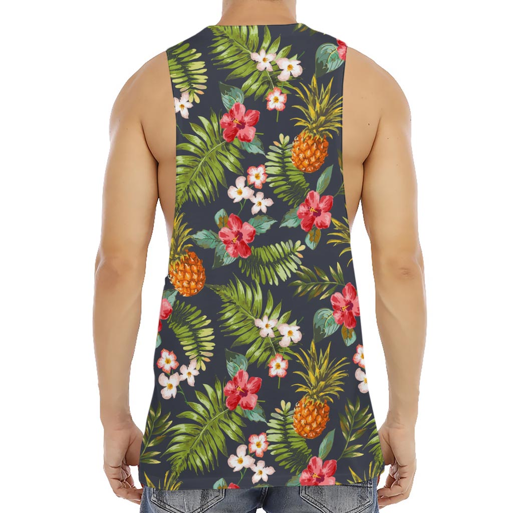 Tropical Hawaii Pineapple Pattern Print Men's Muscle Tank Top