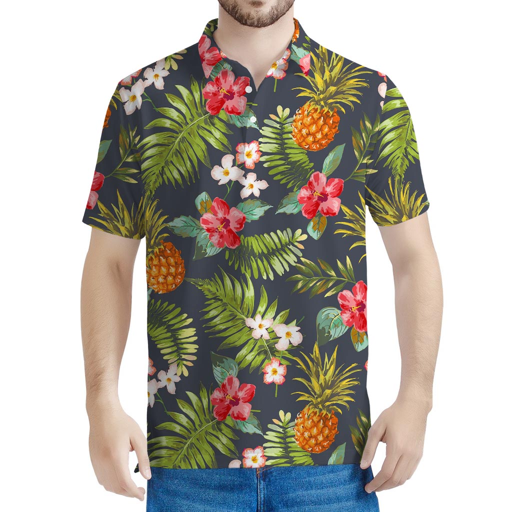 Tropical Hawaii Pineapple Pattern Print Men's Polo Shirt