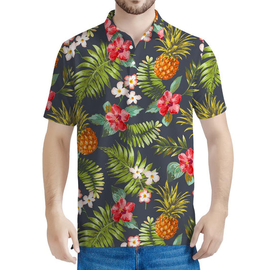 Tropical Hawaii Pineapple Pattern Print Men's Polo Shirt