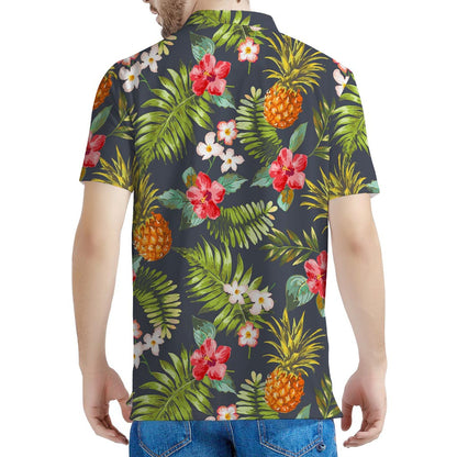 Tropical Hawaii Pineapple Pattern Print Men's Polo Shirt
