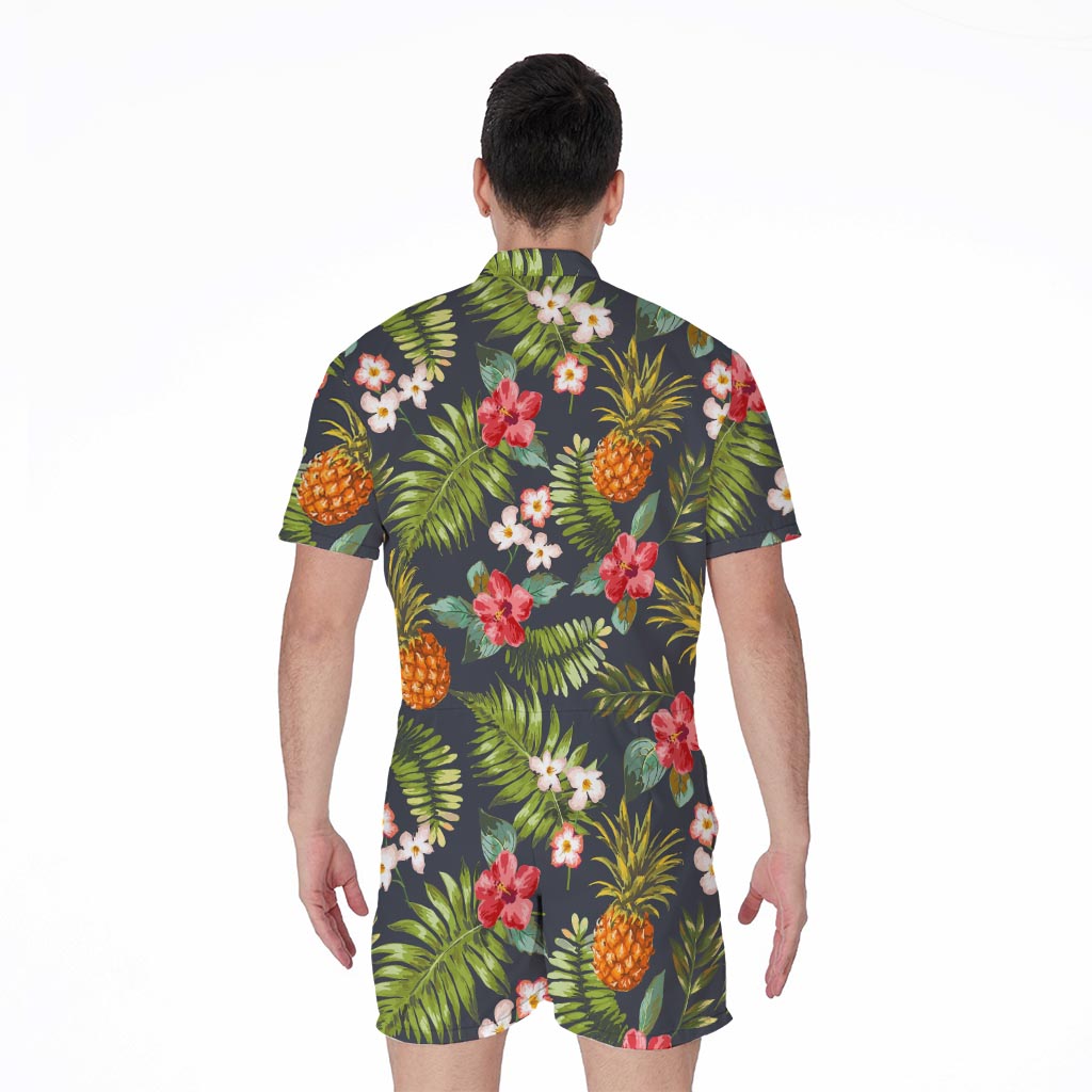 Tropical Hawaii Pineapple Pattern Print Men's Rompers