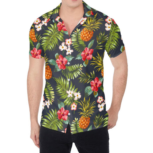 Tropical Hawaii Pineapple Pattern Print Men's Shirt
