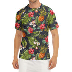 Tropical Hawaii Pineapple Pattern Print Men's Short Sleeve Rash Guard