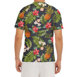 Tropical Hawaii Pineapple Pattern Print Men's Short Sleeve Rash Guard