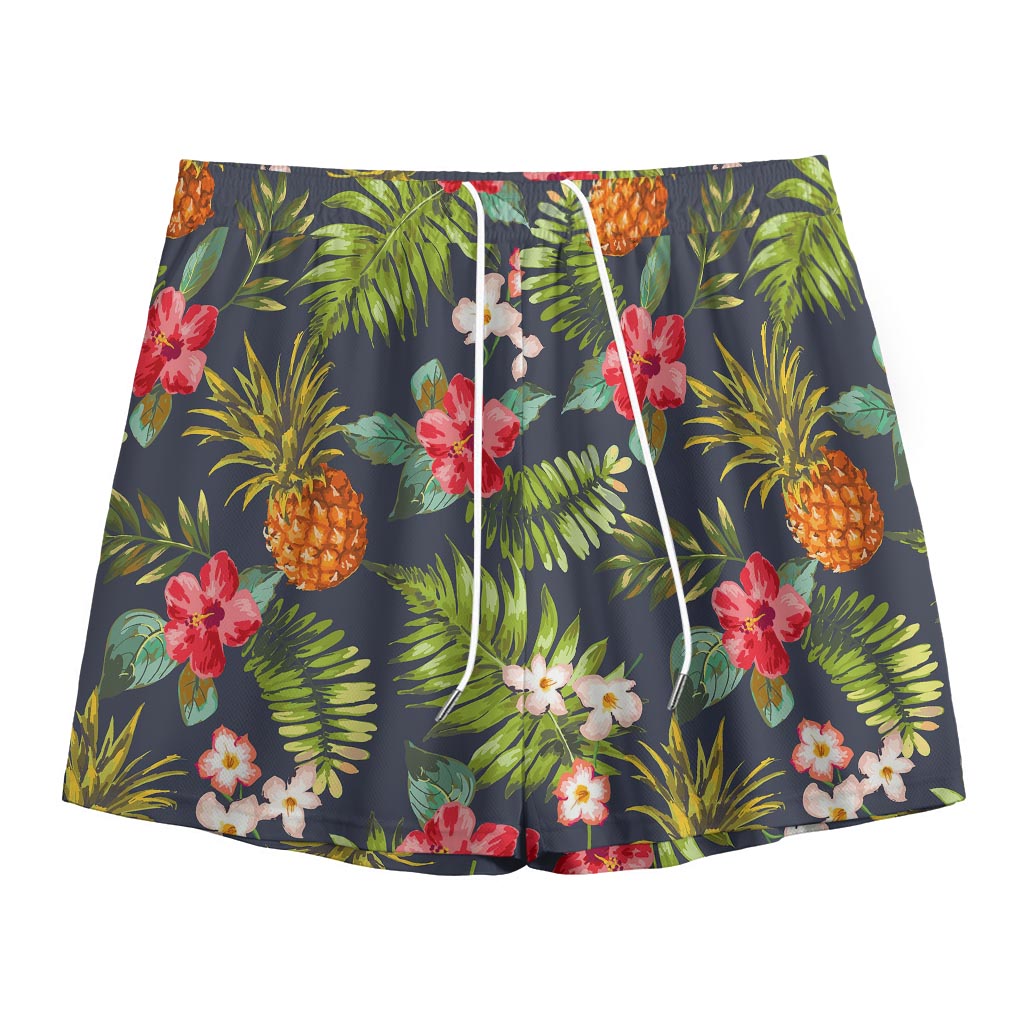 Tropical Hawaii Pineapple Pattern Print Mesh Shorts