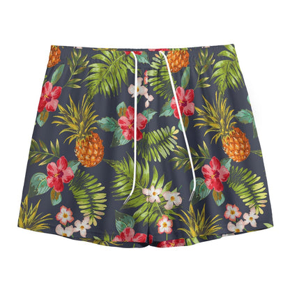 Tropical Hawaii Pineapple Pattern Print Mesh Shorts