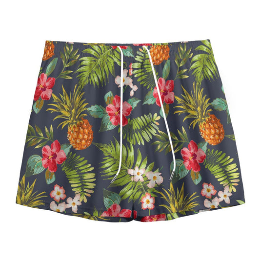 Tropical Hawaii Pineapple Pattern Print Mesh Shorts