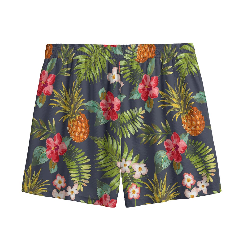 Tropical Hawaii Pineapple Pattern Print Mesh Shorts