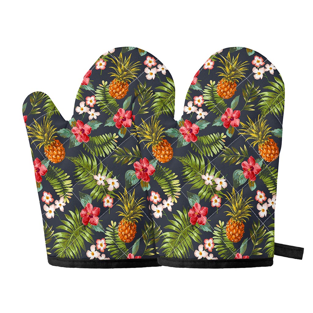Tropical Hawaii Pineapple Pattern Print Oven Mitts