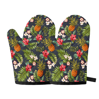 Tropical Hawaii Pineapple Pattern Print Oven Mitts