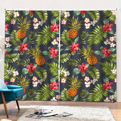 Tropical Hawaii Pineapple Pattern Print Pencil Pleat Curtains