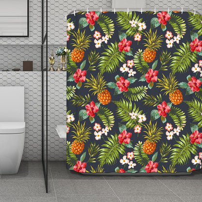 Tropical Hawaii Pineapple Pattern Print Polyester Shower Curtain