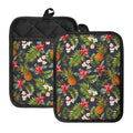 Tropical Hawaii Pineapple Pattern Print Pot Holders With Pocket