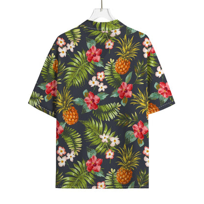 Tropical Hawaii Pineapple Pattern Print Rayon Hawaiian Shirt
