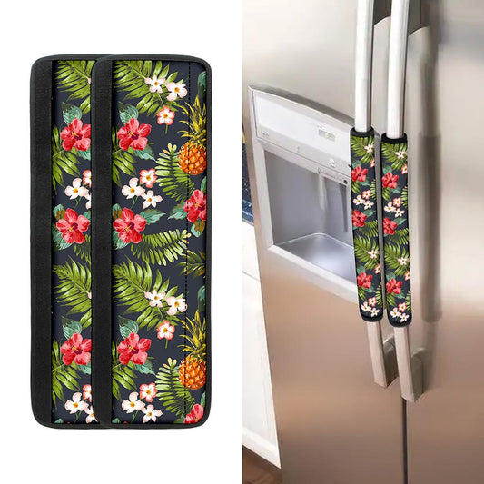 Tropical Hawaii Pineapple Pattern Print Refrigerator Handle Covers