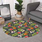 Tropical Hawaii Pineapple Pattern Print Round Rug