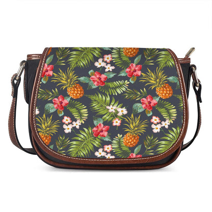 Tropical Hawaii Pineapple Pattern Print Saddle Bag