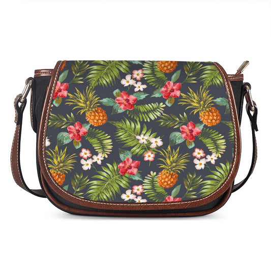 Tropical Hawaii Pineapple Pattern Print Saddle Bag