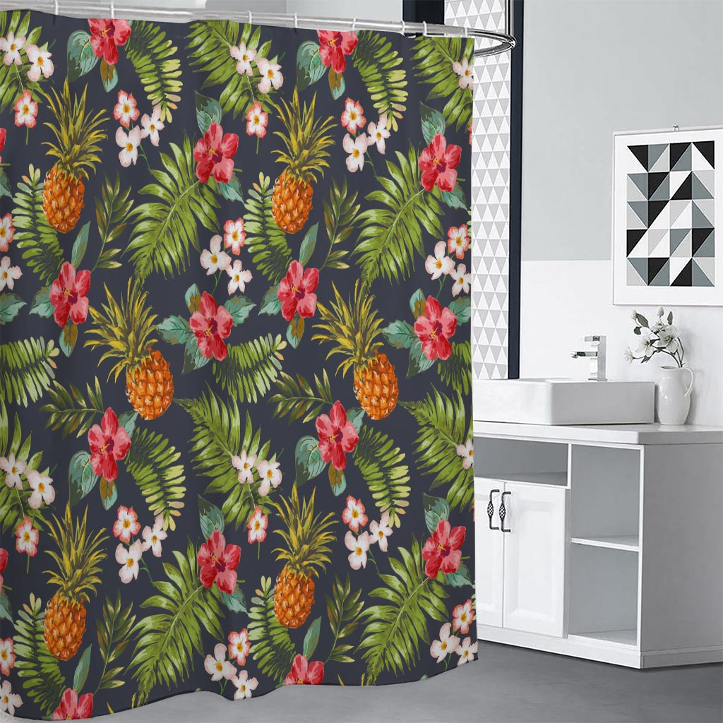 Tropical Hawaii Pineapple Pattern Print Shower Curtain