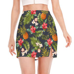 Tropical Hawaii Pineapple Pattern Print Side Slit Mini Skirt