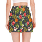 Tropical Hawaii Pineapple Pattern Print Side Slit Mini Skirt
