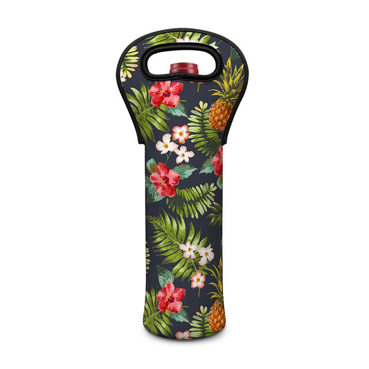 Tropical Hawaii Pineapple Pattern Print Single Neoprene Wine Tote