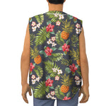 Tropical Hawaii Pineapple Pattern Print Sleeveless Baseball Jersey