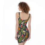 Tropical Hawaii Pineapple Pattern Print Sleeveless Bodycon Dress