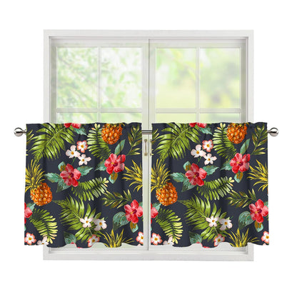 Tropical Hawaii Pineapple Pattern Print Tier Curtains