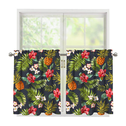 Tropical Hawaii Pineapple Pattern Print Tier Curtains